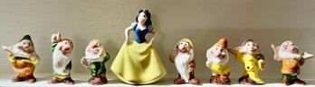 Vintage Disney Evan K Shaw Pottery Snow White Holding Up Skirt And The Seven Dwarfs