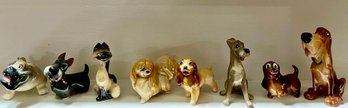 Vintage Disney Evan K Shaw Figurines -Lady & The Tramp - Jock - Peg - Si - Scamp - Pound Dogs