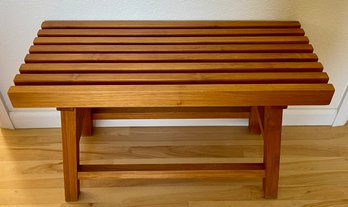 Teak Wood Slat Top Indoor/ Outdoor Bench