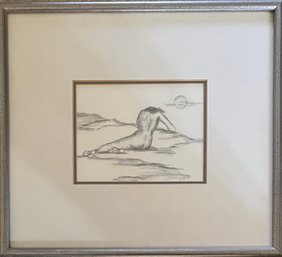 Original Signed Darlis Lamb 1985 Pencil Nude In Frame
