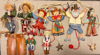 Vintage Western Cowboys & Pull Toy Ornaments