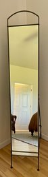 Modern Pewter Tone Metal Frame Wall Or Standing Mirror With Adjustable Frame