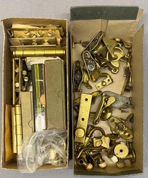 Vintage Brass Door Hinges, Window Latches, Door Stops, And Misc. Hardware