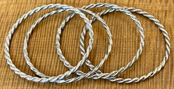 4 Silver Twist Bangle Bracelets