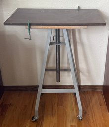 Adjustable Height Swivel Table Stand On Wheels