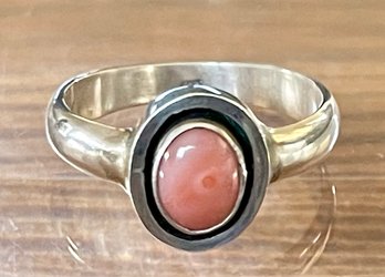 Sterling Silver & Rhodochrosite  Ring - Size  12.5 -  Weight 6.6 Grams
