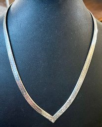 Sterling Silver Herringbone Wide 18 Inch Chain - Total Weight 20 Grams