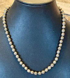 Vintage Sterling Silver Mexico Taxco 16 Inch Ball Bead Necklace - Total Weight 26.4 Grams