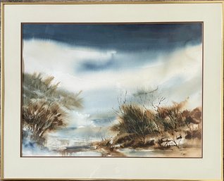 Riya Nakazono Framed Watercolor With Paperwork