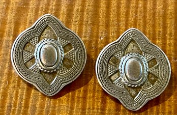 Vintage Pair Of Ben Amun Silver Tone Clip On Earrings