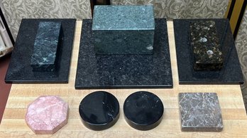 Assorted Stone, Onyx Marble, And Alabaster Sculpture Bases