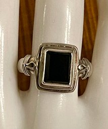 Sterling Silver & Faceted Square Smoky Quartz Stone - Size  - 9.5 - Weight 7.8 Grams