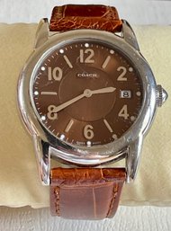 Men's Genuine Coach Watch With Alligator Leather Band