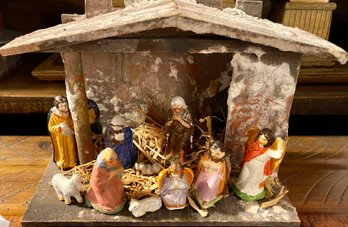 Vintage 1950's Japan Nativity Set Creche Holy Family, Angels, King