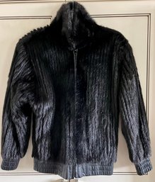 Gorgeous Vintage Corded Mink Reversible Jacket One Side Leather Jacket Ladies Size M