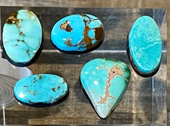 5 Royston Turquoise Cabochos Total Weight 15 Carats