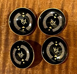 4 Yves Saint Laurent Black & Gold Enamel Buttons
