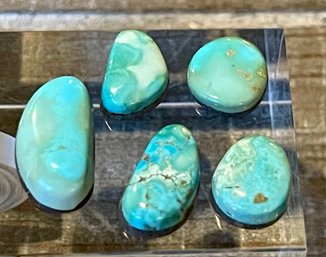 5 Natural Sleeping Beauty Turquoise Cabochons - Total Weight 18 Carats