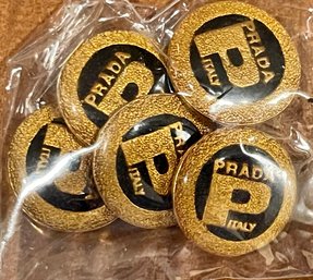 5 Vintage Prada Italy Buttons Gold And Black