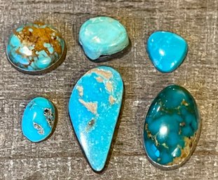 6 Kingman Turquoise Cabochons - Total Weight 22 Carats