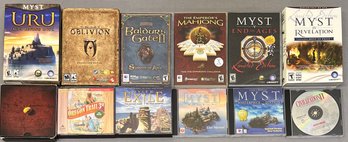 Vintage PC Games With Cases - Myst, Oblivion, Baldur's Gate II, Civ II, Mahjong, And More