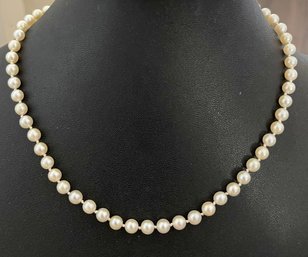 14K White Gold 16 Inch Pearl Necklace With 62 - 4.9 - 5.9mm Size Light Cream Pearls W GIA Appraisal