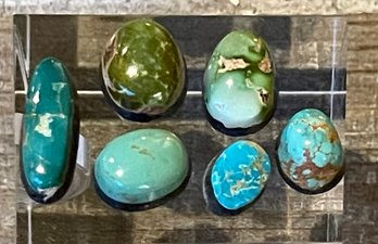 6 Pilot Mountain Turquoise Cabochons - Total Weight 21 Carats