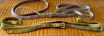 (2) Vintage Woven Metal Mesh 28 Inch Belts Or Necklaces Silver Tone & Gold Tone