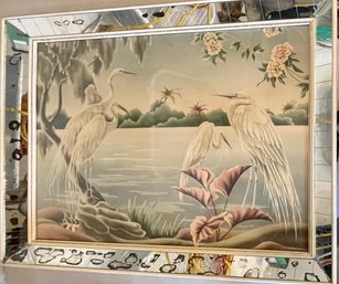 Vintage Mirror Framed Turner Flamingo Print (as Is)