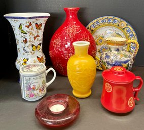 Formalities Butterfly Vase, Desevilla's Plate, Tea Cups, Avon, And More