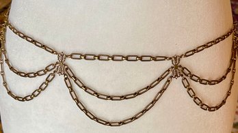 Vintage Chain Link Lavaliere Style 32 Inch Belt Or Necklace