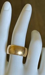 14K Yellow Gold Cast Ring - Size 7.75 - 10mm Wide - W GIA Appraisal - Total Weight 16.22 Grams
