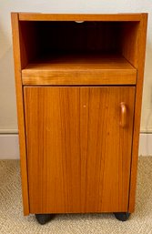 Denmark Teak & Veneer Cabinet On Wheels With Pull Out Shelf And Bottom Cabinet