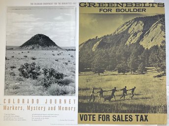 (2) Posters - Vintage Greenbelts For Boulder Vote For Sales Tax, And Colorado Journey David Diaz Guerrero