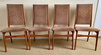 4 Schionning & Elgaard Randers Made In Denmark Teak Dining Chairs With Original Fabric