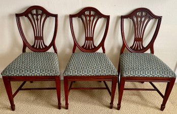 3 Antique Shield Back Hepplewhite Style Mahogany Chairs