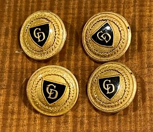 4 Vintage Christian Dior Black And Gold Buttons