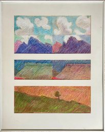 Original Carrie Malde 3-piece ' Color Groups' Early 1980s Landscape In Frame