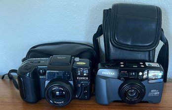 Vintage Pintax And Konica Cameras - IQ Zoom 105WR, Superzoom Z-up 80 RC