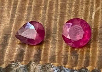 Round Faceted Flame Fusion 3 Carat Ruby & 1 Teardrop Flame Fusion 2 Carat Ruby