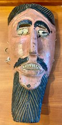 Vintage Hand Carved Mexico Wood Folk Art Mask