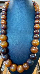 Vintage African Amber  Ball Bead 20 Inch Long Necklace