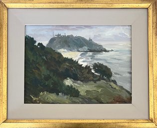 Small Original Bruce Cody Big Sur California Oil Painting In Frame 1989