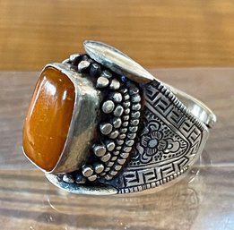 Baltic Amber & Silver Ring Size 9