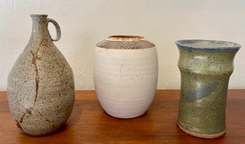 (3) Pieces Of Studio Pottery - (1) Signed Susan Ward