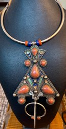 Antique Handmade Kabyle Algerian Old Fibula Choker Necklace