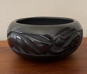 Juanita Wo-peen (Gonzales) San Ildefonso Pueblo Native American Blackware Pottery Bowl