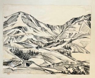 Original Muriel Sibell 1936 Colorado Mountain Landscape Signed Out Of Frame (as Is)