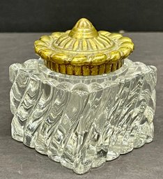 Vintage VM Virginia Metal Rafters Crystal Ink Jar With Brass Lid