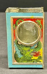Rare Vintage Tin Matchbox Holder Woman Dragon 1900 Box Art Nouveau